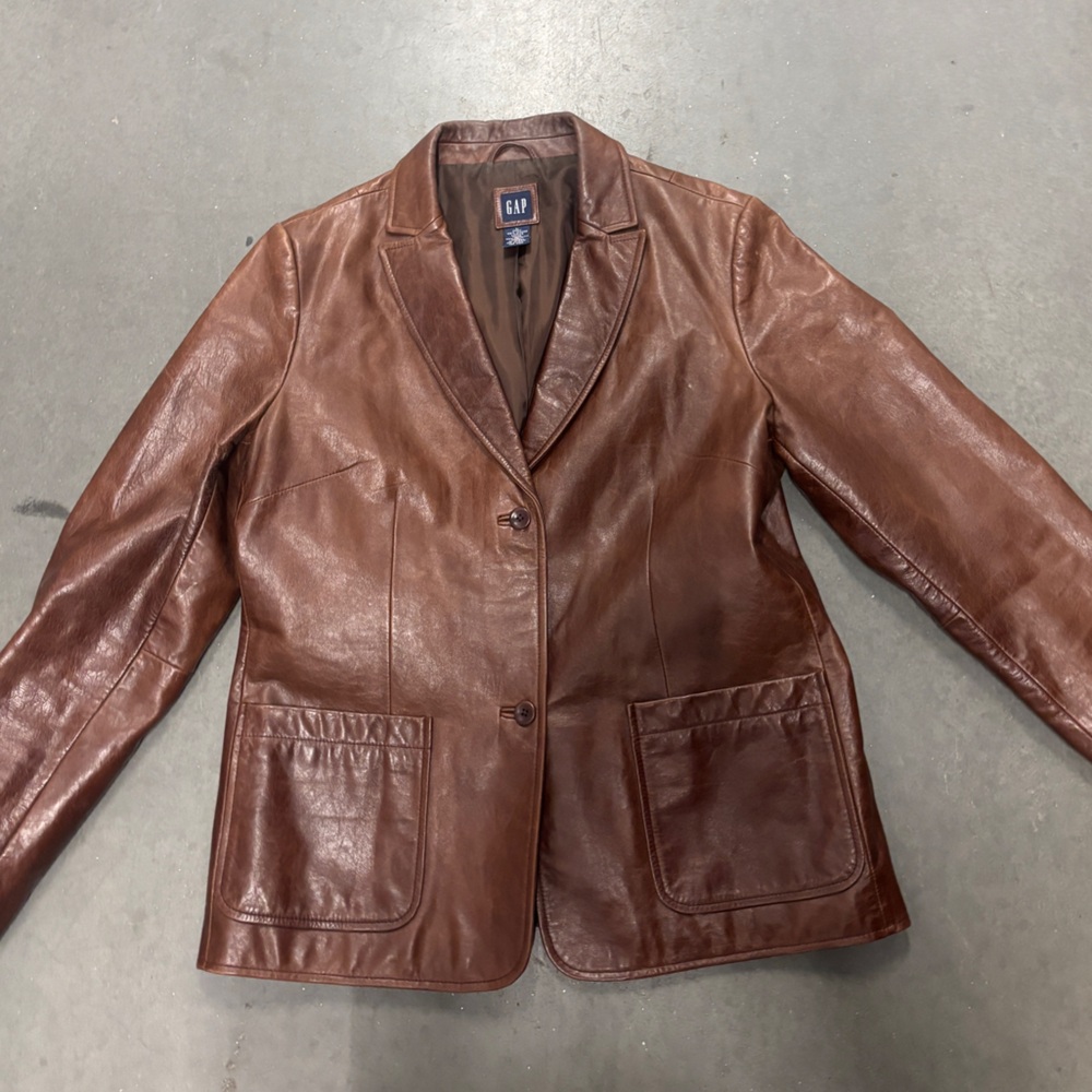 GAP Leather Jacket - Women's L Great Used Condition - Picture 4 of 6